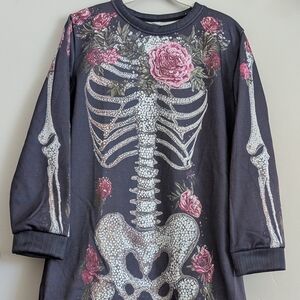 Floral Skeleton Design Women's Tunic